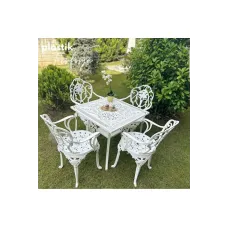 ISPARTA model ferforje görünümlü PLASTİK KARE masa ve sandalye takım 4 sandalye 1 masa