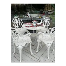Isparta Model Ferforje Görünümlü Plastik Yuvarlak Masa Sandalye Takım Balkon Bahçe Takımı